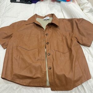 Brown Leather Shirt by FRNCH